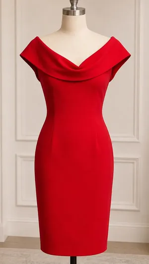 Windsor Off Shoulder Red Sheath Dress thumbnail 1