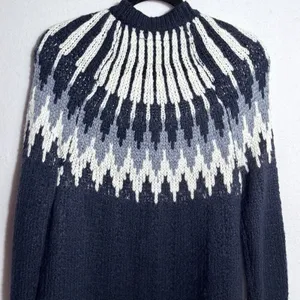 NEW Abercrombie & Fitch Blue Fair Isle Wool Nordic Sweater Cardigan Women's S thumbnail 11