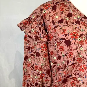 100% cotton pink rose floral oversized ruffle top size XS NWOT thumbnail 6