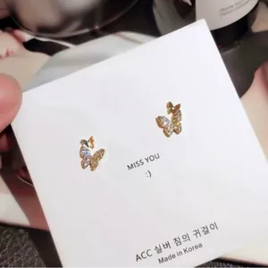 Mini Gold Butterfly Stud Earrings for Women thumbnail 3