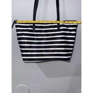 Kate Spade Hayden Sailing Stripe Tote Shoulder Bag Black and White Gold Zipper S thumbnail 3