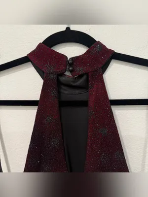 Bari Jay Vintage Sparkly Maroon Beaded Halter Satin Formal Evening Gown 4/6 thumbnail 7