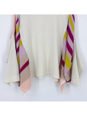 Free People Susie Swit Oversized Pullover Sweater M Mockneck Colorful Striped thumbnail 11