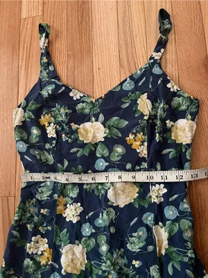Old Navy Blue Yellow Floral Midi Dress Small Cottagecore Summer Feminine Beach thumbnail 4