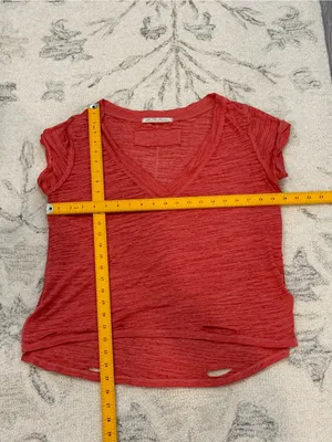 We The Free Free People Distressed V-Neck Tee Coral Red XS thumbnail 10