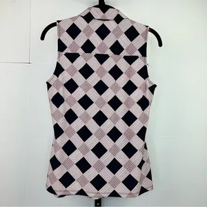 Y2K Tommy Hilfiger Sleeveless Button Front Top Womens Small Plaid Stretch Preppy thumbnail 2