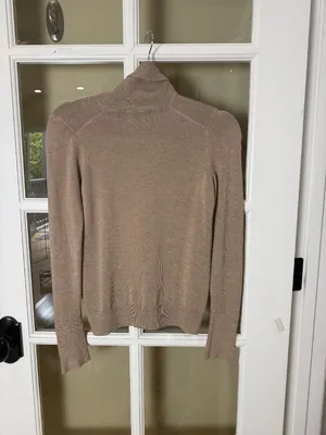 Zara Camel Brown Tan Turtleneck Sweater with Gold Button Detail Size Small thumbnail 6