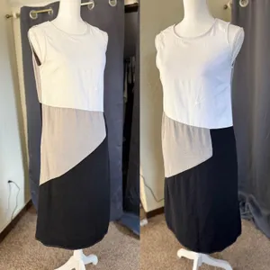For Cynthia Linen Blend Colorblock Midi Dress Small Lagenlook Minimalist thumbnail 8
