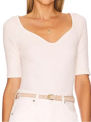 NWOT Citizens of Humanity Margot ribbed top small champagne thumbnail 1