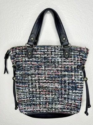 Juicy Couture Satchel Bag Womens Medium Multicolor Tweed Sequin Top Handle Lips thumbnail 1