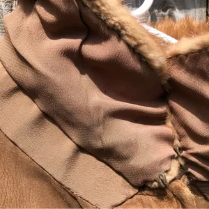 Vintage Suede Double Breasted Coat with Fur Collar M/L thumbnail 15