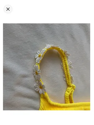 Yellow ribbed daisy bikini top thumbnail 4