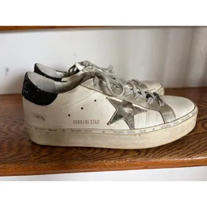 Golden Goose‎ Hi Star White Leather Camo Star Glitter Platform Sneakers 40 thumbnail 4