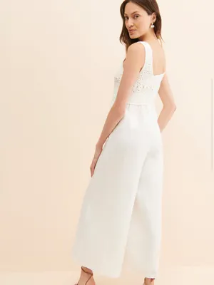 Saltwater LUXE White Cora Crochet Top Bodice Wide-Leg Jumpsuit thumbnail 2