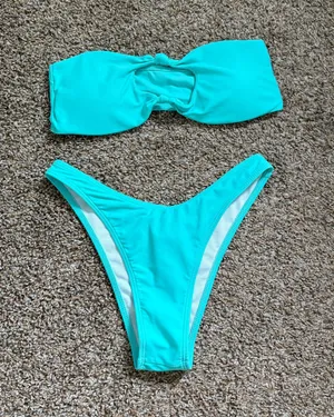 Amazon Teal Bandeau Bikini Set  thumbnail 1