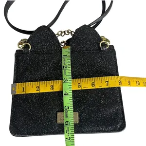 BETSEY JOHNSON Cat Crossbody Bag Glitter Rhinestone Fabric Chain Strap Luv thumbnail 9