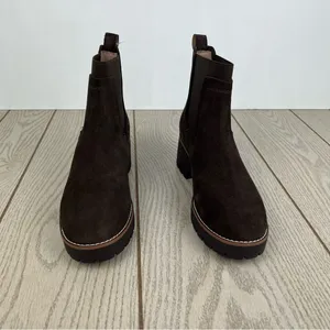 Aqua College Demi Pull-On Waterproof Chelsea Booties 8.5M Java Brown Suede $169 thumbnail 2