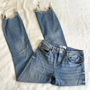 Zara Light Wash High Rise Flare Jeans Women's Size 4 thumbnail 1