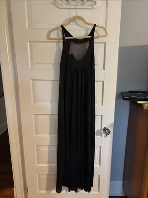 Vintage Blanche by Ralph Monteners Black Maxi Slip Dress with Drawstring Wais thumbnail 3
