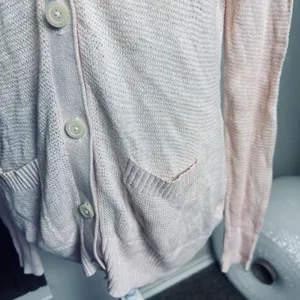 Old Navy Peach Button Cardigan textured boyfriend lightweight cotton blend‎ sz L thumbnail 3