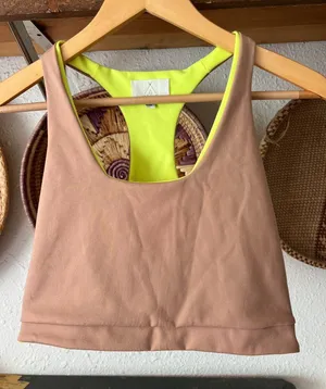 Tribe Kelley tan and yellow bra/tank traveler Small athleisure thumbnail 1