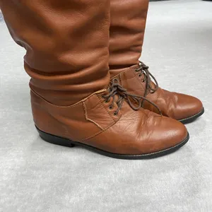 Vintage LL Bean Womens 7 M Tall Tan Brown Soft Leather‎ Riding Lace Boots Canada thumbnail 4