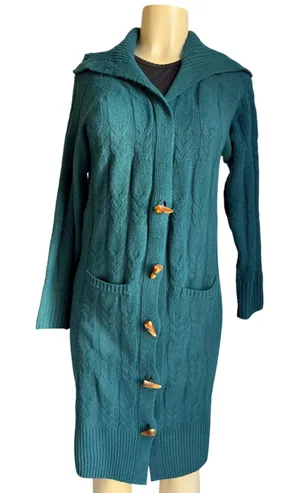 NWT Pink Rose Long Cable Knit Button Front Duster Cardigan Dress Coatigan S thumbnail 1