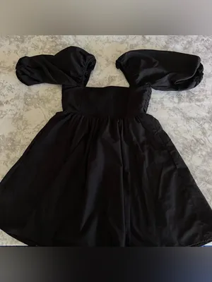 Miami Black Puff Sleeve Square Neck Mini Dress thumbnail 3