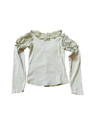 Anthropologie Ruffle V-Neck Puff Sleeve Top Victorian Romantic Feminine thumbnail 7