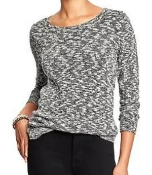 Old Navy‎ Women's Size XL Pullover Crewneck Sweater Cable Knit Black Marled thumbnail 1