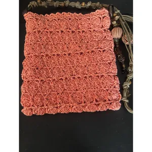 Vintage Cappelli Studio Inc Coral Crochet Macrame Shoulder Bag Beaded Boho Purse thumbnail 3