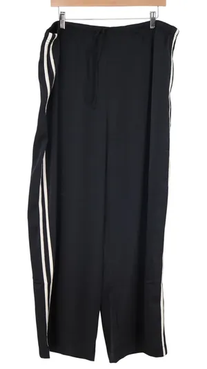 Old Navy Wide Leg Pants Womens XL High-Rise Side Stripe Black Sporty NEW thumbnail 1
