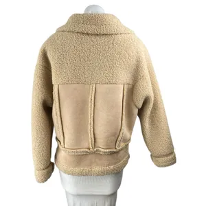 Princess Polly Women's Beige Tan Sherpa Faux Suede Teddy Moto Coat Jacket Size S thumbnail 2
