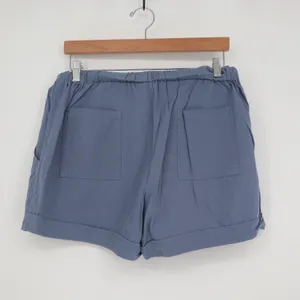 Womens Blue Elastic Drawstring Waist Casual Cuffed Shorts Size Large thumbnail 4