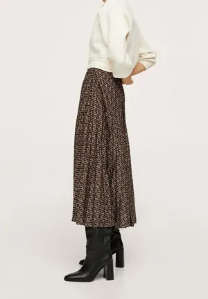 NWT MANGO Woman’s Maxi Monogram Pleated Skirt, Sz S thumbnail 3