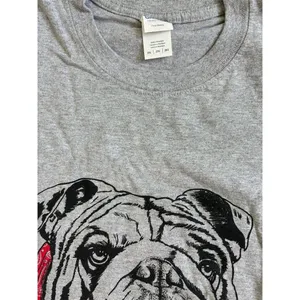 7 Gray Bulldog Graphic‎ T-Shirt Short Sleeve Crew Neck thumbnail 2