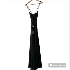 Lulu's Black "Dreamy Romance" Maxi Dress NWT Open back Gown with slit thumbnail 4