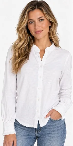Boden white cotton ruffle thumbnail 1