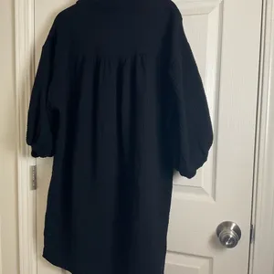 Young Fabulous & Broke Black Cotton Gauze Shirt Dress Large Cuffed Sleeve thumbnail 6
