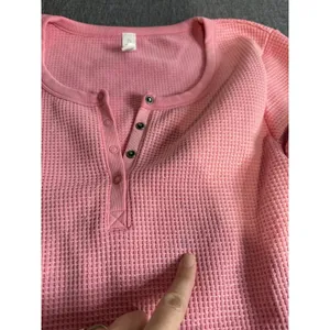 OFFLINE by Aerie Women's Thumbs Up Thermal Pink Cropped Top LS Sz XL thumbnail 2