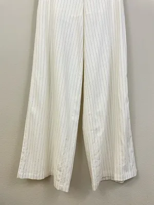Altar’D State Cream Pinstripe Linen Blend‎ Wide-Leg Pants Size XS thumbnail 4
