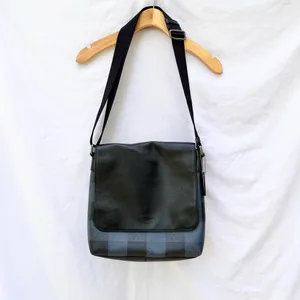 Coach | Charles Messenger Crossbody Buffalo Checker Flap Bag In Blue And Black thumbnail 2