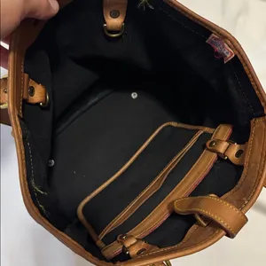 Dooney & Bourke Cabriolet Bucket Shoulder Bag Black w/ Brown Leather Trim thumbnail 9