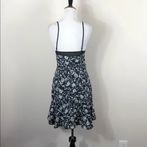 Adelyn Rae Black Floral Mesh Ruched Tie Fit & Flare Mini Dress Small thumbnail 4