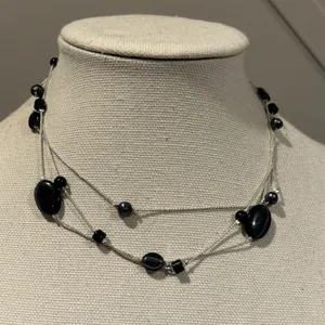 White House Black Market 18" Multi-Strand Black Bead Necklace thumbnail 6
