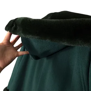 VTG Leslie Fay Wool Blend Coat Faux Fur Collar Cuffs Lined 12 Women's Dark Green thumbnail 8