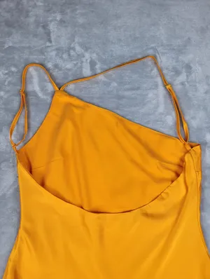 Riley Hubatka x Peppermayo Orange Satin One Shoulder Mini Dress Size US 8 thumbnail 12