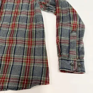 LL Bean Gray Scotch Plaid Cotton Flannel Button Shirt Relaxed Fit SMALL thumbnail 5