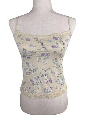 Vintage Y2K Victoria's Secret Lace Trim Floral Cami Tank Top Size Medium Fairy thumbnail 1