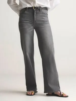 Quince Bella Stretch Relaxed Straight Jeans Sz 26 Stonewashed Grey NWT High Rise thumbnail 1